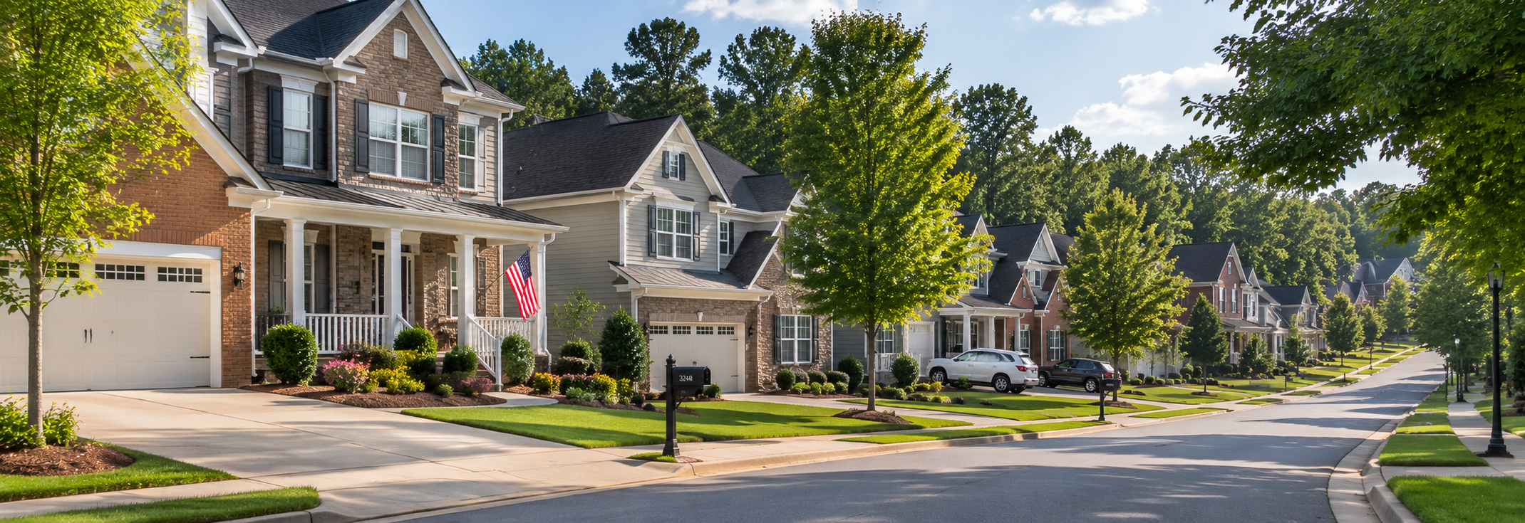 Suburban neighborhood in Douglasville GA, Douglas County
