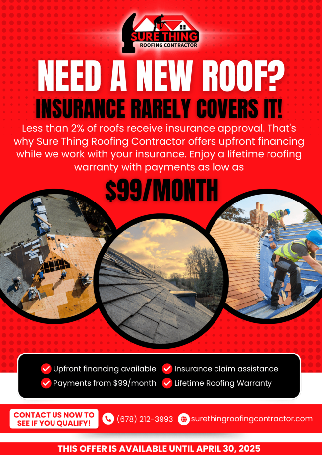 Sure Thing Roofing Contractor Need a New Roof April